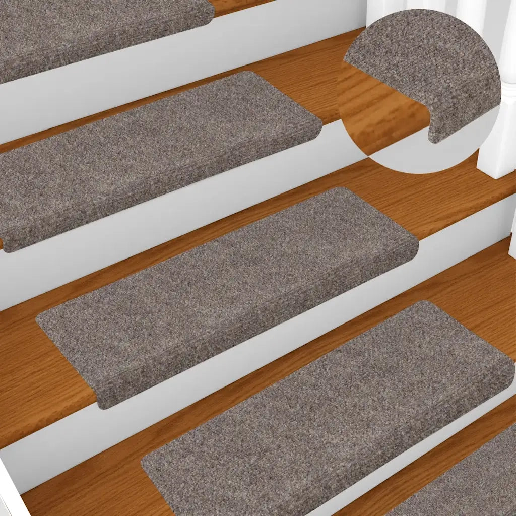 Tappetini per scale autoadesivi 15 pz 65x21x4 cm beige bordo rettangolare 326190