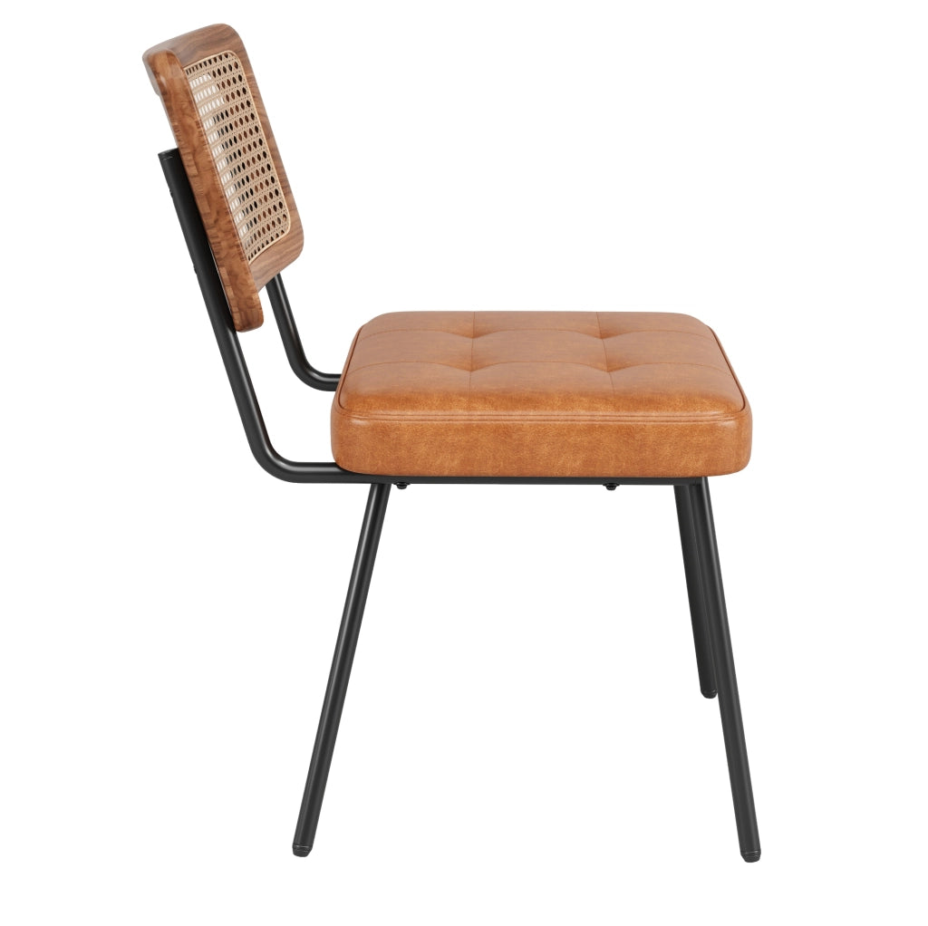 Sedia da pranzo 61x46x79 cm ergonomica in PU; metallo e rattan PE marrone