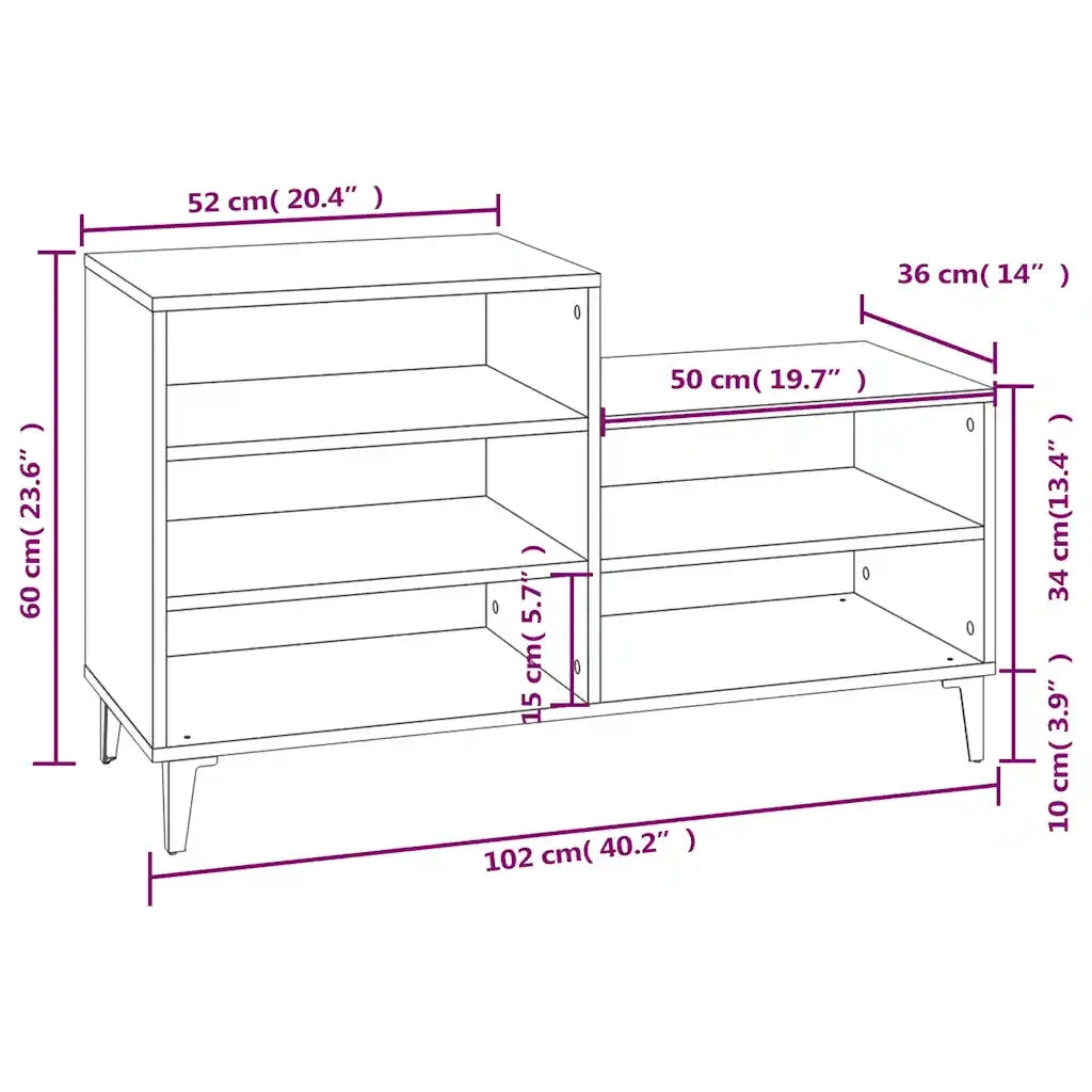 Scarpiera-Scaffale per scarpe Bianca 102x36x60 cm in Legno Multistrato 186201