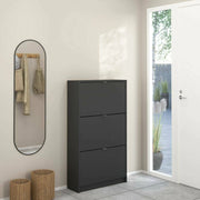 Scarpiera Irina, Mobile portascarpe, Armadio da ingresso multiuso, Mobiletto per calzature, 70x24 h124 cm, Grigio