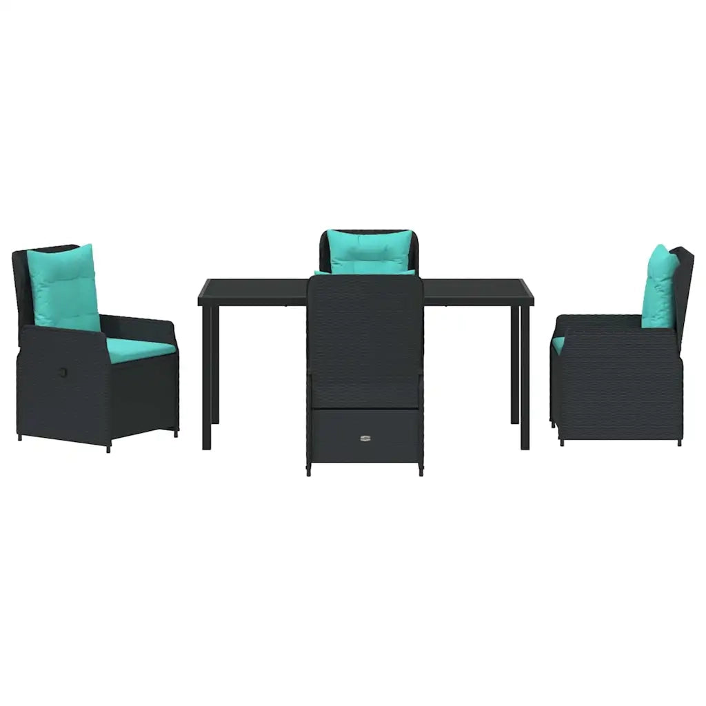 Set da Pranzo per Giardino 5 pcs Nero Poly Rattan 3381040