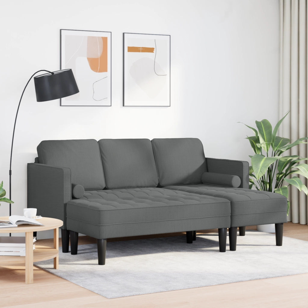 Set di divani 2 pezzi con cuscini in tessuto grigio scuro