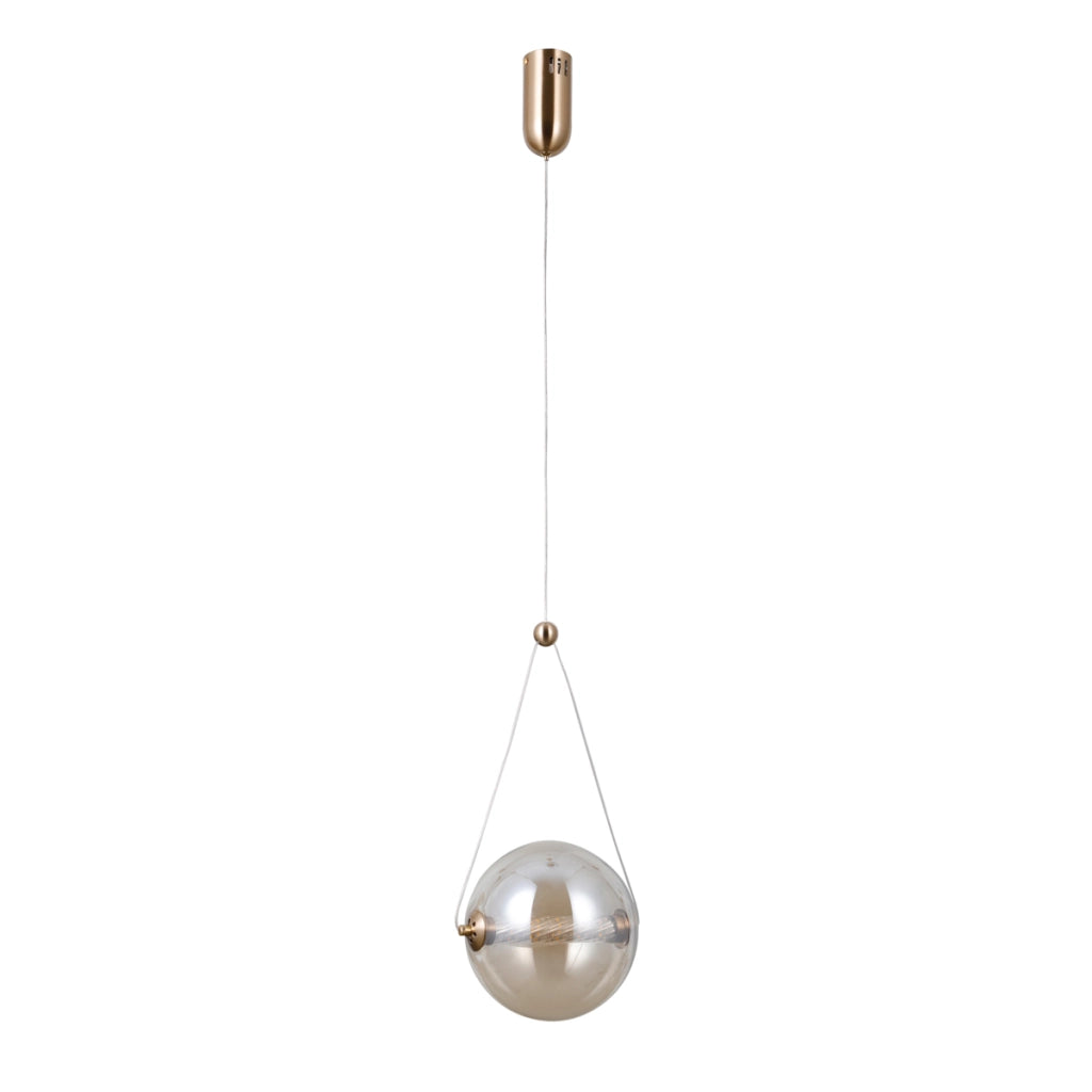 Sospensione Italux Rastia sfera ambra vetro LED 9W 3000K