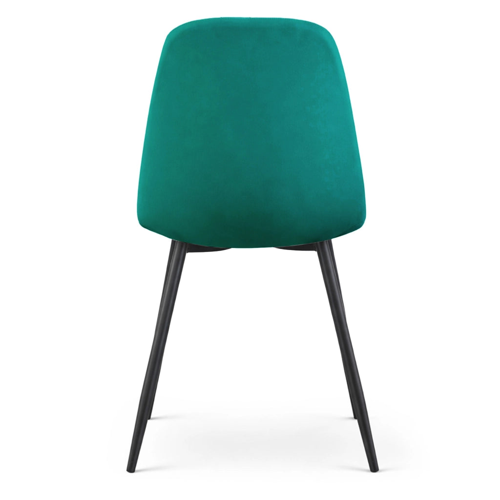 Set di 4 Sedie in velluto trapuntate LUMO Verde Bottiglia gambe nere