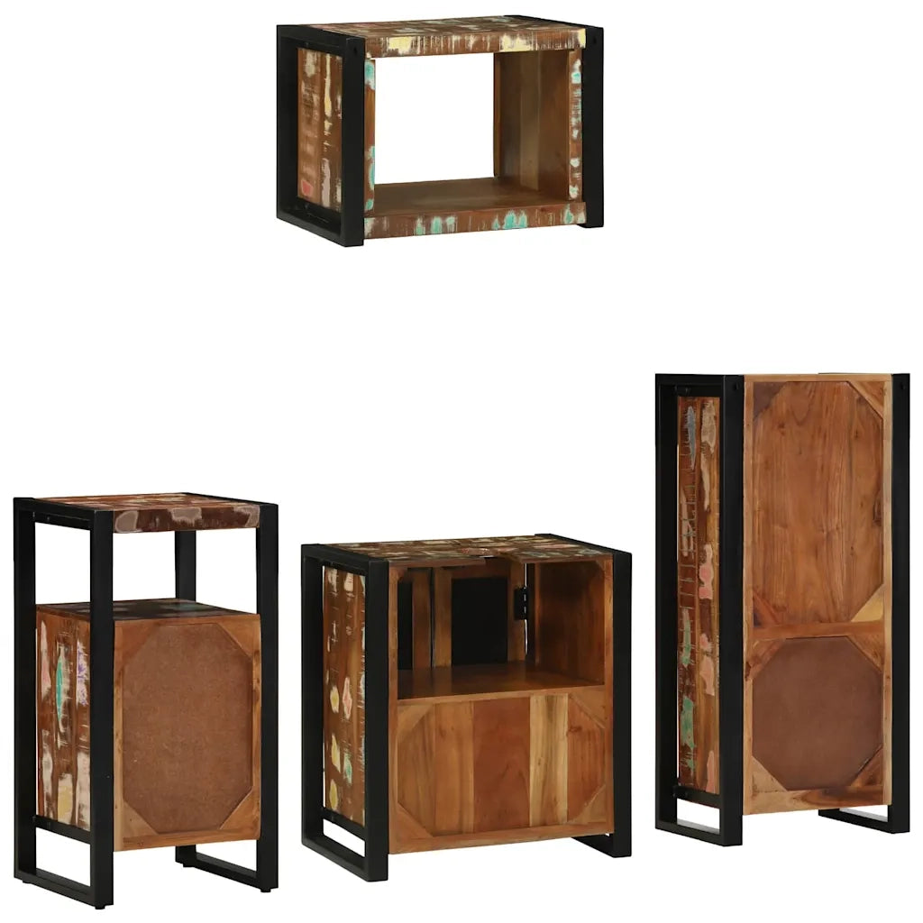 vidaXL Set di mobili per il bagno 4 pcs Legno massello riciclato