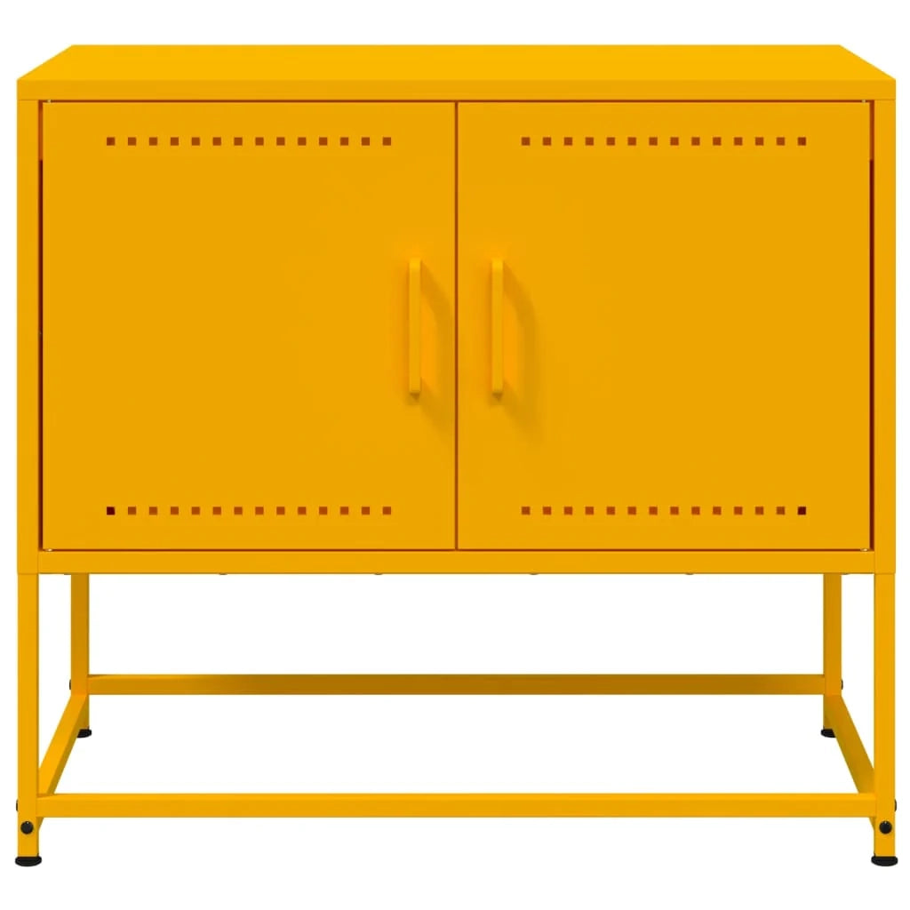 Mobile TV multimediale mensola TV credenza TV sala da pranzo soggiorno camera da letto giallo senape 68,5 x 39 x 60,5 cm acciaio giallo 02_0027672