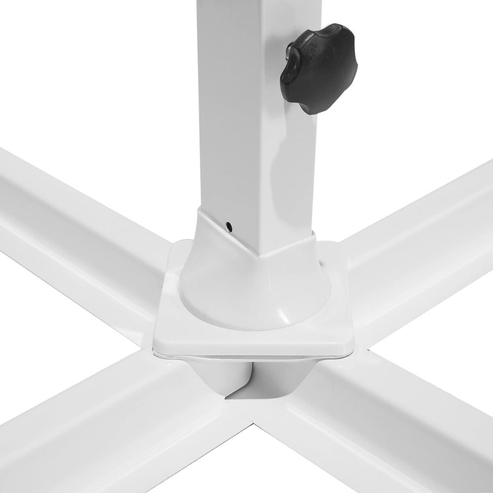 Ombrellone da giardino Sabbia Beige Baldacchino Palo in acciaio bianco 240 cm Resistente alle intemperie Cantilever con meccanismo a manovella