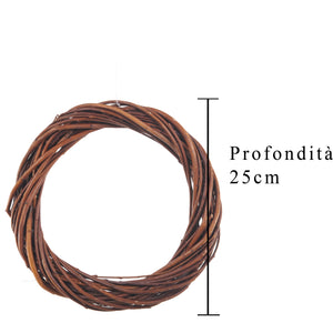 Set 6 Coroncine Naturale di Rattan Larghezza 25 cm