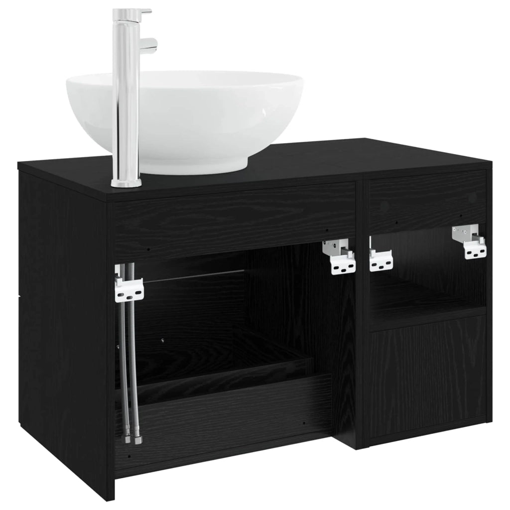 Set di mobili per il bagno 2 pcs Rovere Nero 3403913