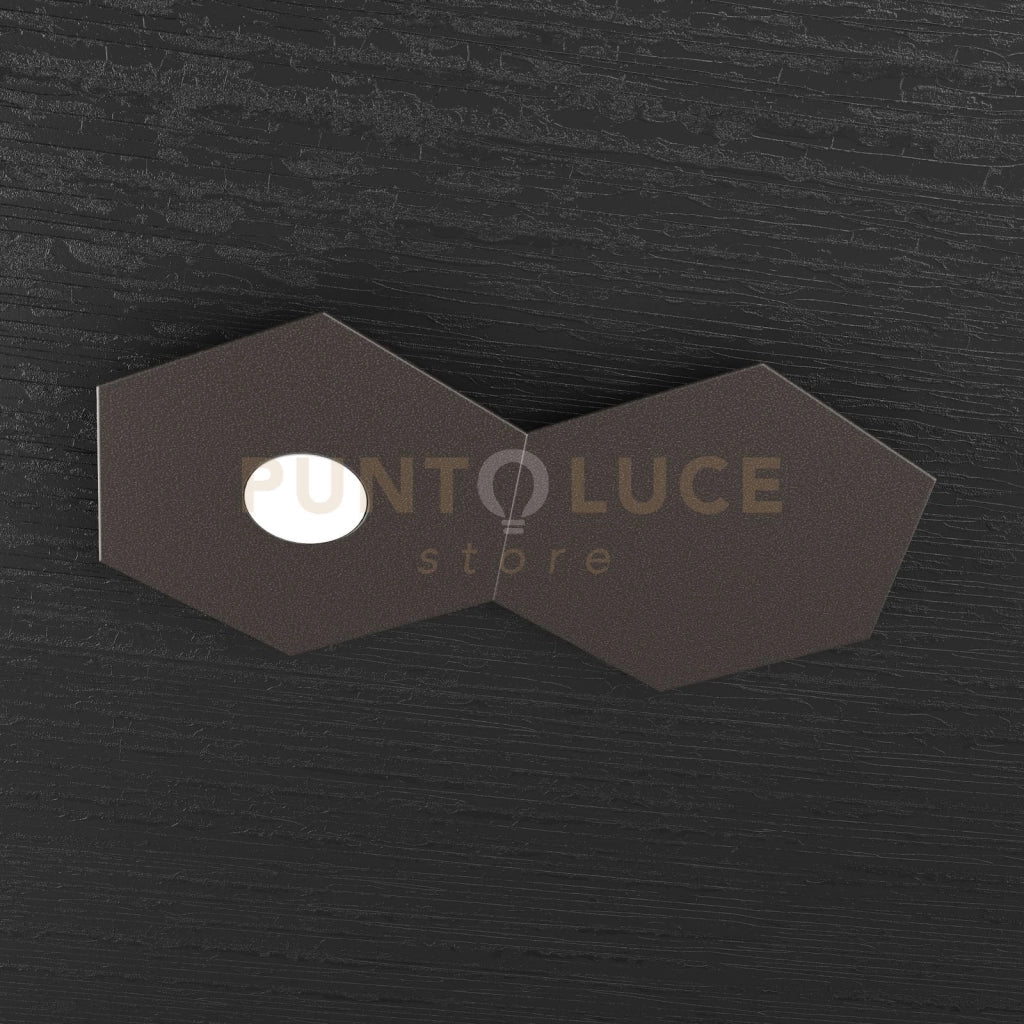 HEXAGON APPLIQUE-PLAFONIERA 1 LUCE + 1 DECORATIVO MARRONE 1142-1L1D-MA