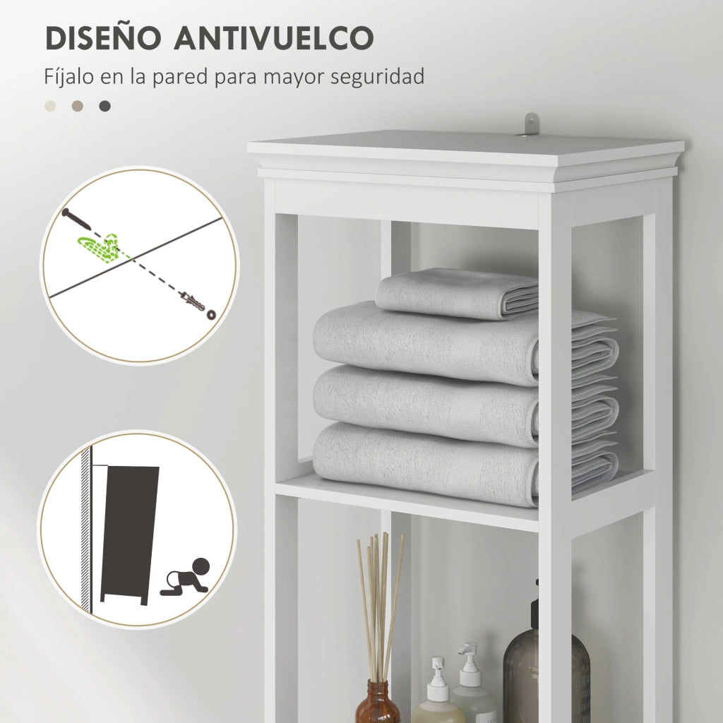 Mobile Bagno con Anta, Cassetto e Ripiano Regolabile ¨C Zephmum ¨C Bianco 40x30x165 cm