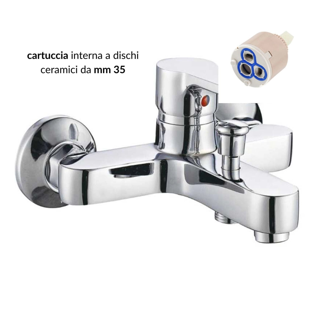 Miscelatore esterno vasca con deviatore rubinetto monocomando cromato *** finitura- cromo lucido, confezione 1