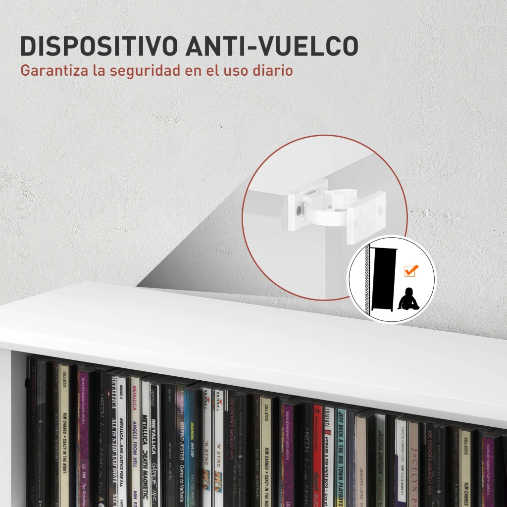 Libreria CD DVD ¨C Xylo ¨C 8 scomparti ripiani regolabili bianco 58x24x126 cm