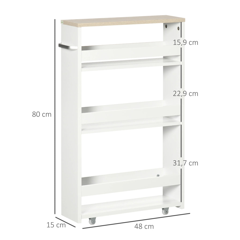 Carrello a 3 livelli ¨C zephmum ¨C 48x15x80 cm bianco