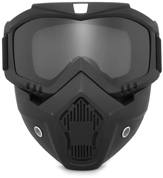 Casco da moto con protezione UV, maschera rimovibile, nero