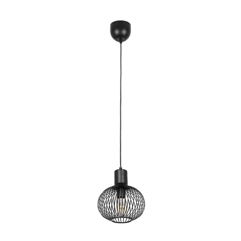 Lampada a sospensione loft nera sfera Ø23 E27 Trio Gila