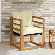 Divano da esterno-Divano da Giardino Legno di Acacia Massello Naturale e Crema 401953
