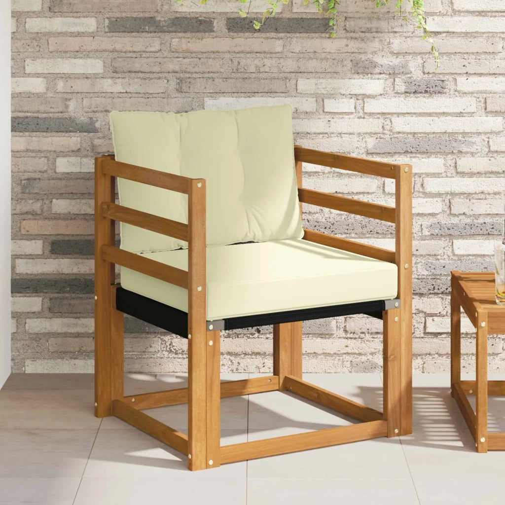 Divano da esterno-Divano da Giardino Legno di Acacia Massello Naturale e Crema 401953