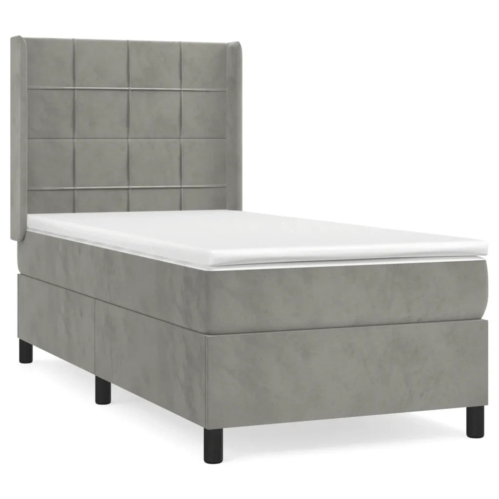 Giroletto a Molle con Materasso Grigio Chiaro 80x200 cm Velluto 3132645