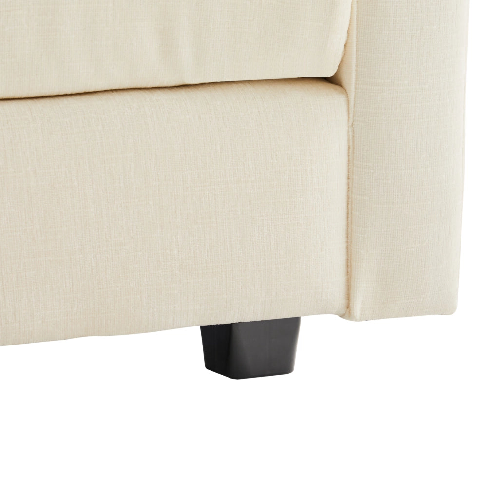 Divano angolare 3 posti - con penisola mobile e cuscini lombari - in chenille beige