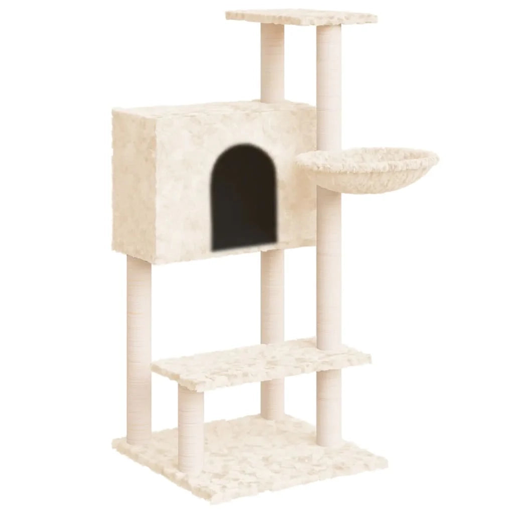 Tiragraffi per gatti torre per arrampicata giocattolo piattaforma per arrampicata con tiragraffi in sisal 108,5 cm crema 02_0022452