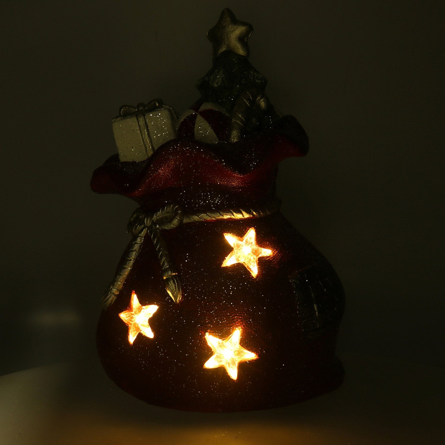 Pacco regalo in Resina con Led rosso cm 27x22xh40