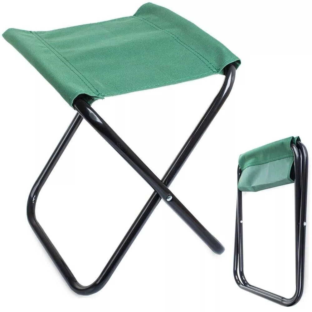 Trade Shop - Set 6pz Sgabello Camping Pesca Mini Sedia Spiaggia Pieghevole In Metallo Tessuto 020227 -