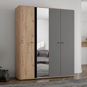 Armadio Camera da Letto Truth, Guardaroba Grande Appendiabiti, 180x211h cm Marrone Rovere Nodi