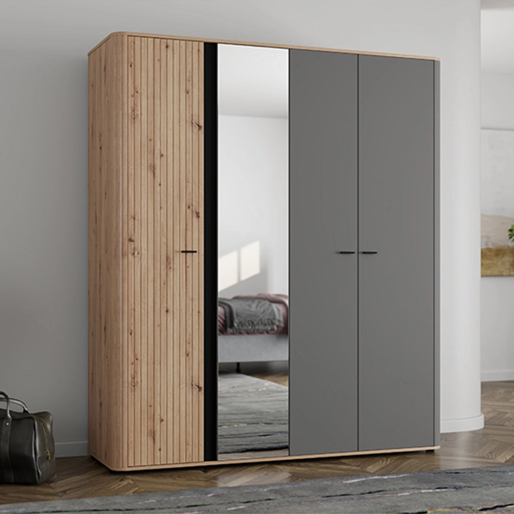 Armadio Camera da Letto Truth, Guardaroba Grande Appendiabiti, 180x211h cm Marrone Rovere Nodi