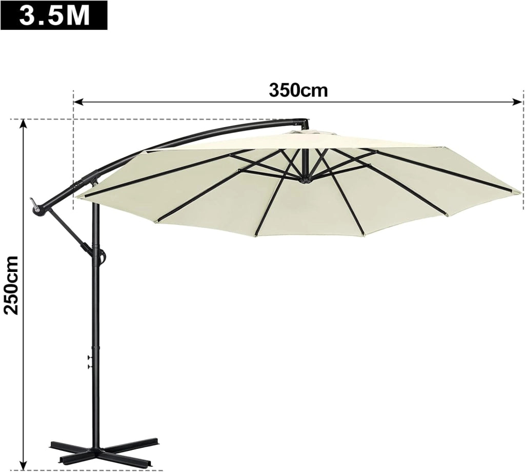 Ombrellone parasole con manovella, in alluminio, ombrellone da giardino, balcone, con supporto, protezione dai raggi UV, terrazza, giardino, spiaggia