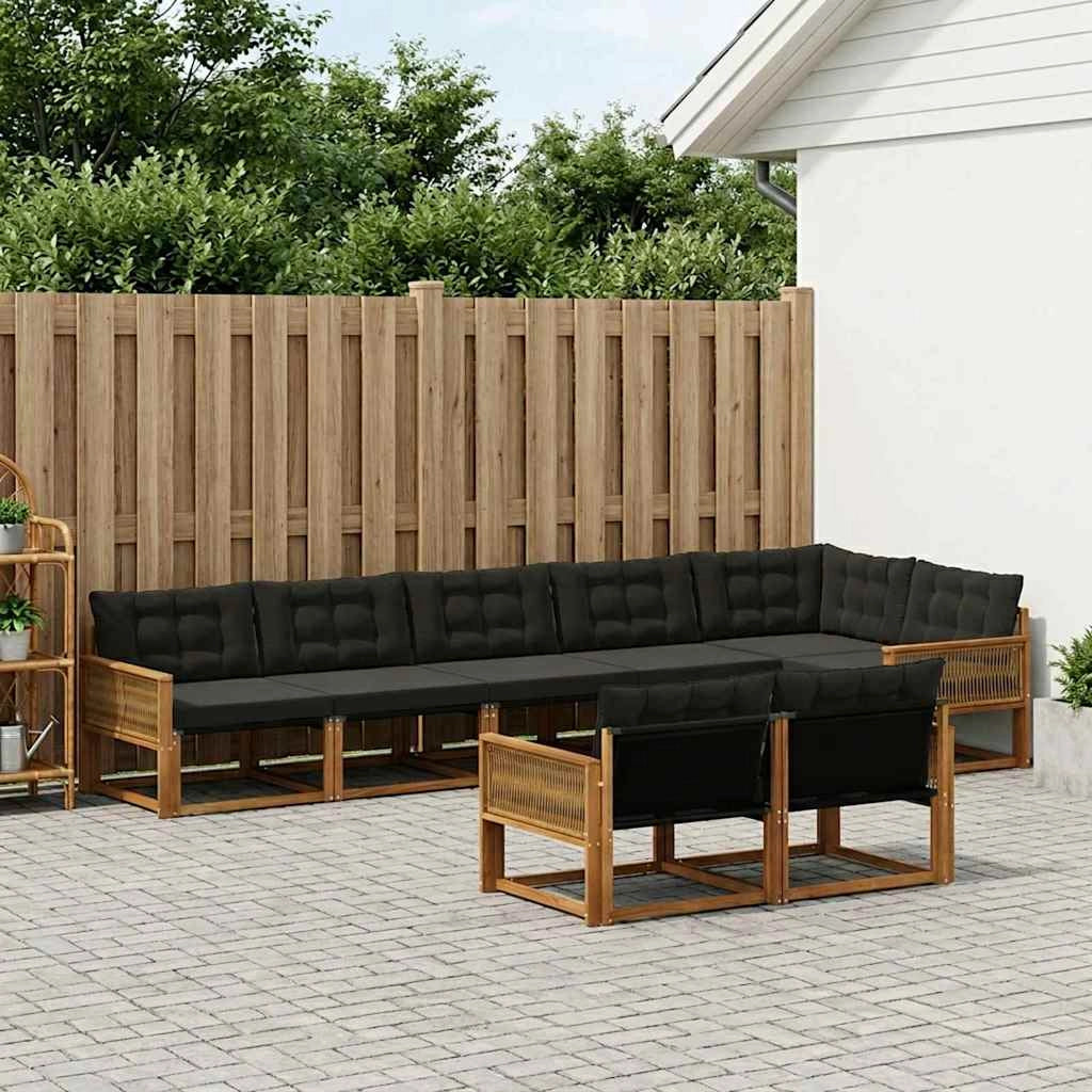 Set di divani da esterno 8 pz Naturale e Nero 3381508