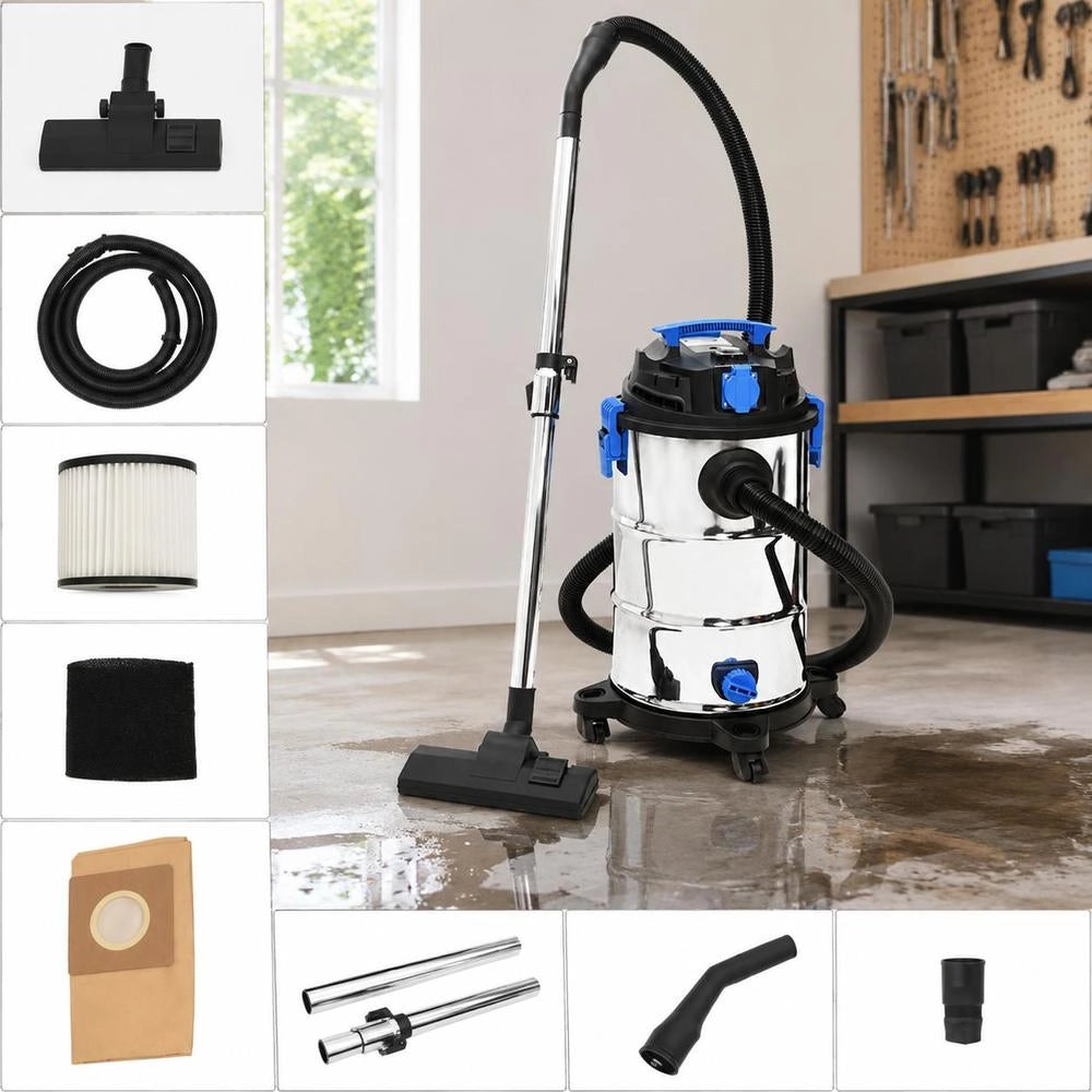 Wet And Dry Vacuum Cleaner 1200 W 30 L Silver
