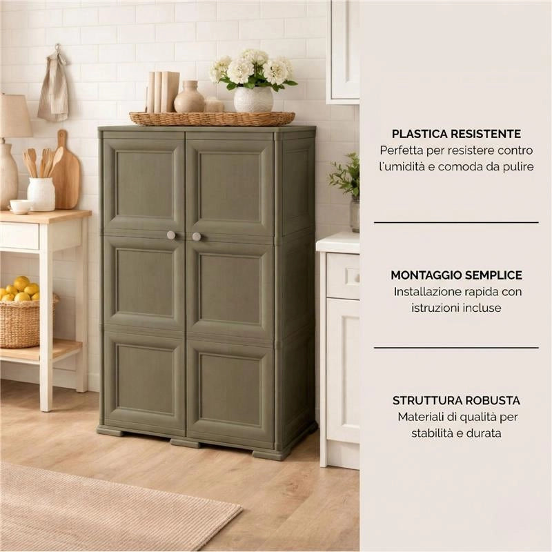 ARMADIO WENGÉ 2 ANTE 79X43X125 CM CON 6 SCOMPARTI – MOBILE CONTENITORE VERTICALE SALVASPAZIO PER INGRESSO E ZONA GIORNO