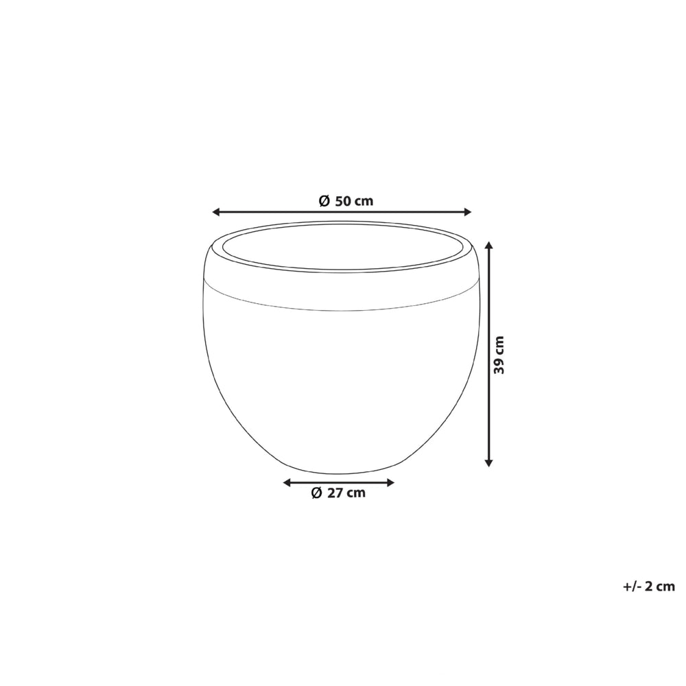 Vaso tondo in fibra di argilla e pietra grigia 50 x 50 x 39 cm interni esterni giardino terrazzo