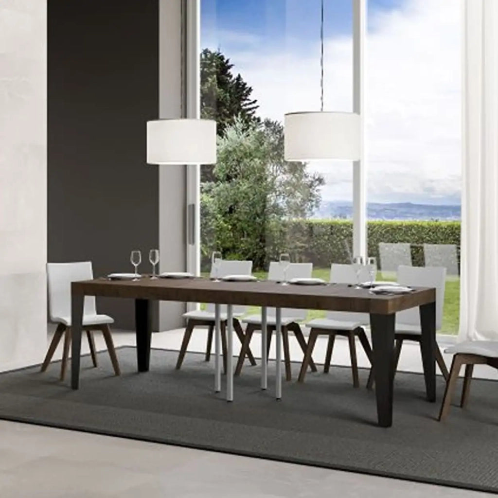 Tavolo allungabile 200/460x90 cm Flame colore noce gambe antracite