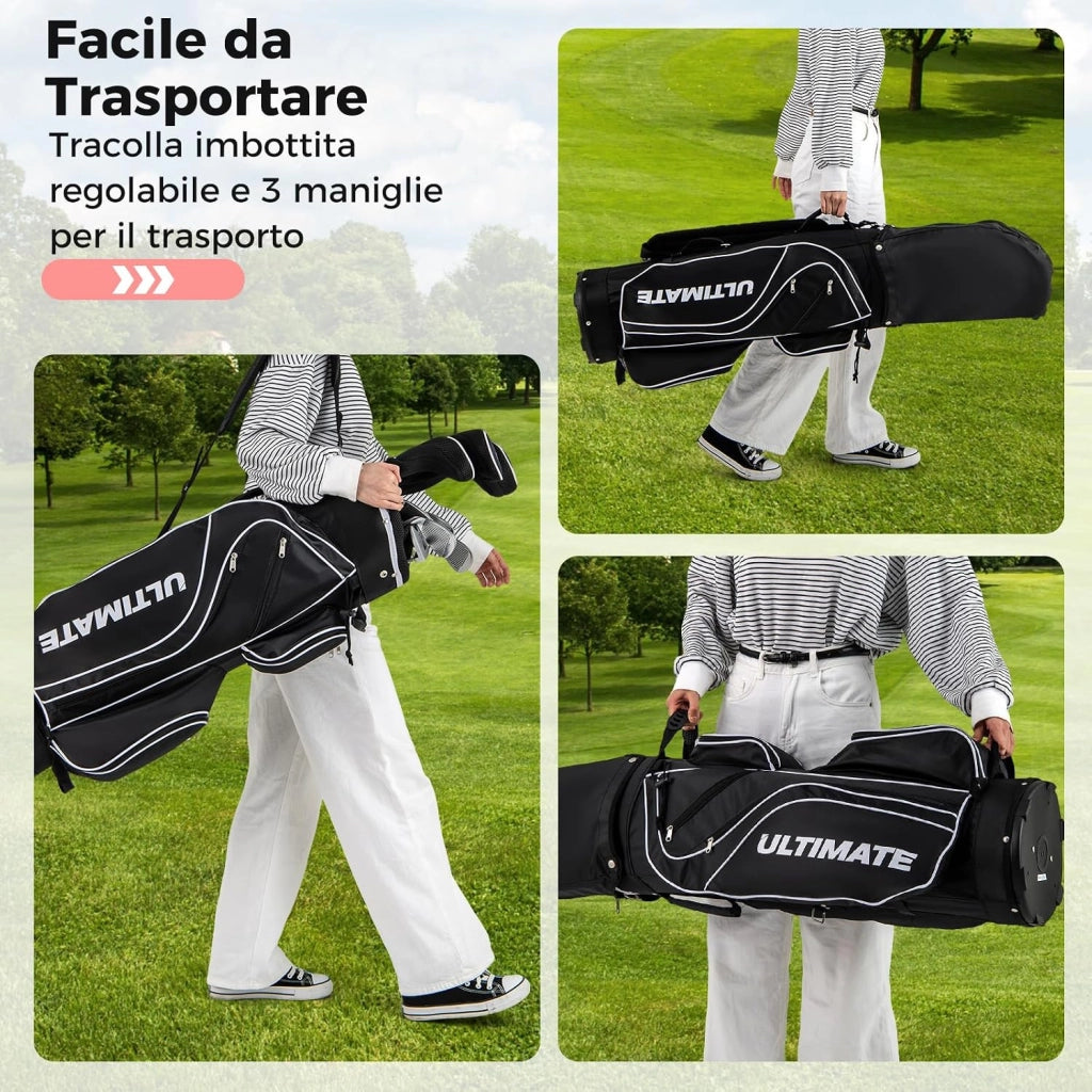 Set Completo di Mazze da Golf da Dona, Include Driver 460CC 1, Fairway 3, Ibrido 4, Ferri 6, 7, 8, 9 e P, Putter, 3 Copri Mazzetta e 1 Borsa per Destrimano