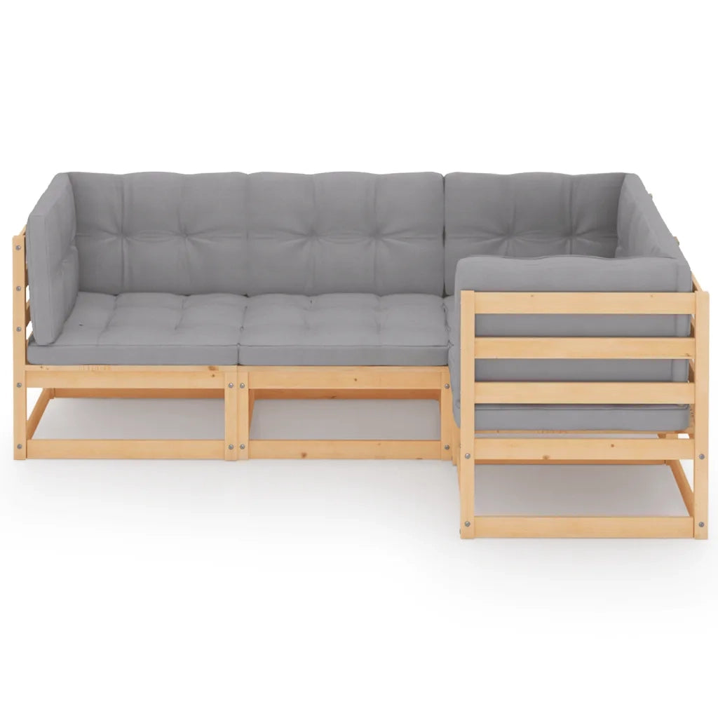 Set Divani da Giardino 4 pz | Set Salotto da Giardino con Cuscini Legno Massello di Pino