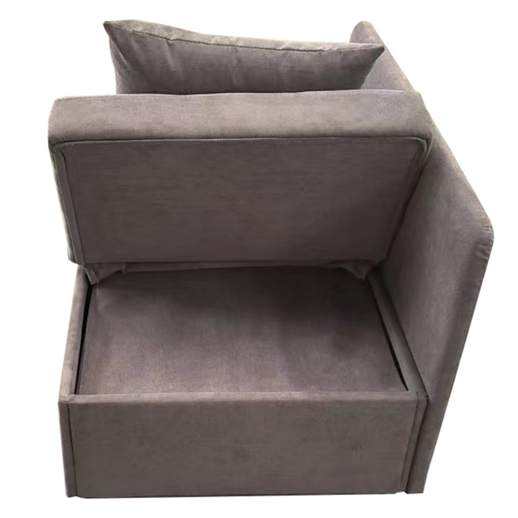 OKWISH Divano letto 3 in 1 imbottito, schienale regolabile a 5 posizioni con cuscino, tessuto di lino, Grigio, 177 x 68 x 65 cm
