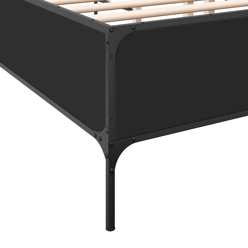 Giroletto-Struttura Letto Nero 120x200 cm in Legno Multistrato e Metallo 530479