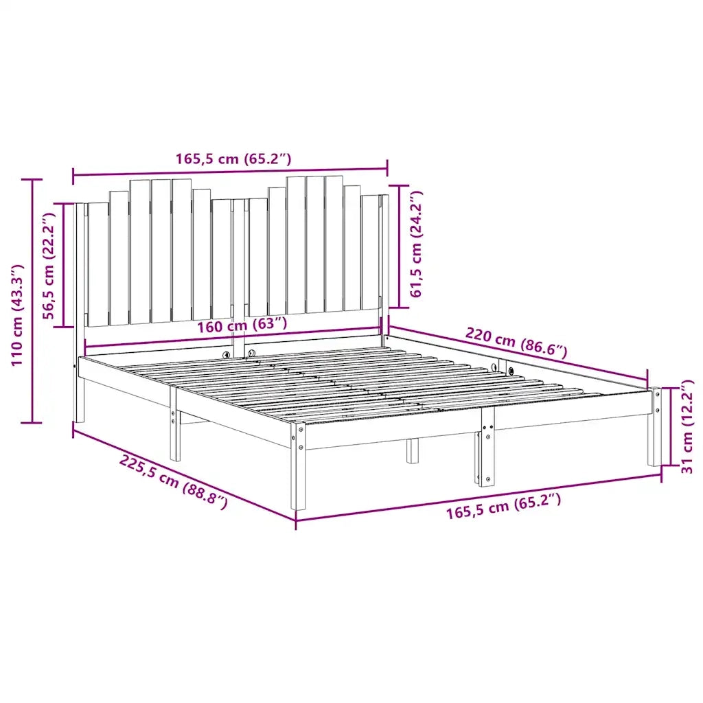Giroletto Extra Lungo senza Materasso 160x220 cm Legno Massello 3309231