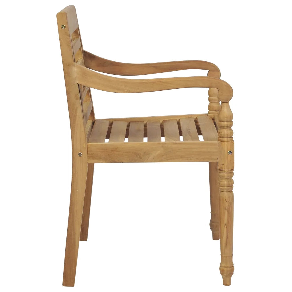 Sedie Batavia 2 pz con Cuscini a Quadri Rossi Massello di Teak 3062140