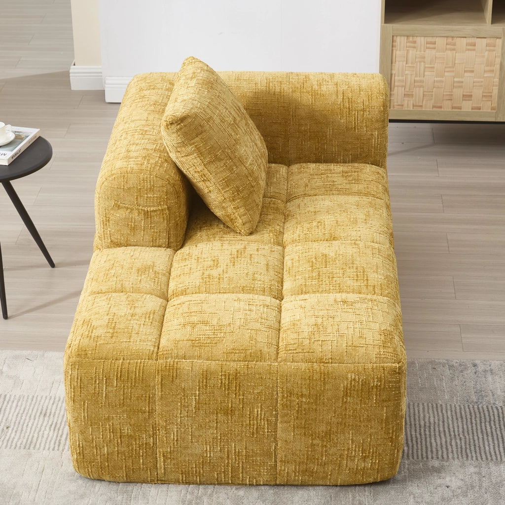 DIVANO Chaise longue 158x90x60 cm Chenille giallo con cuscino