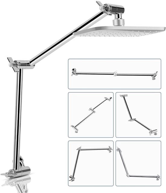 Douchekopverlenging 46 cm con regolazione - Arco doccia universale - Montaggio senza attrezzi - Acciaio inossidabile - Connettori G1/2 universali - Peso ridotto 436 g - Arco doccia
