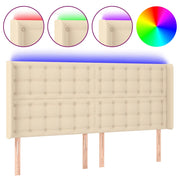 Testiera | Testata a LED Crema 203x23x118/128 cm in Tessuto