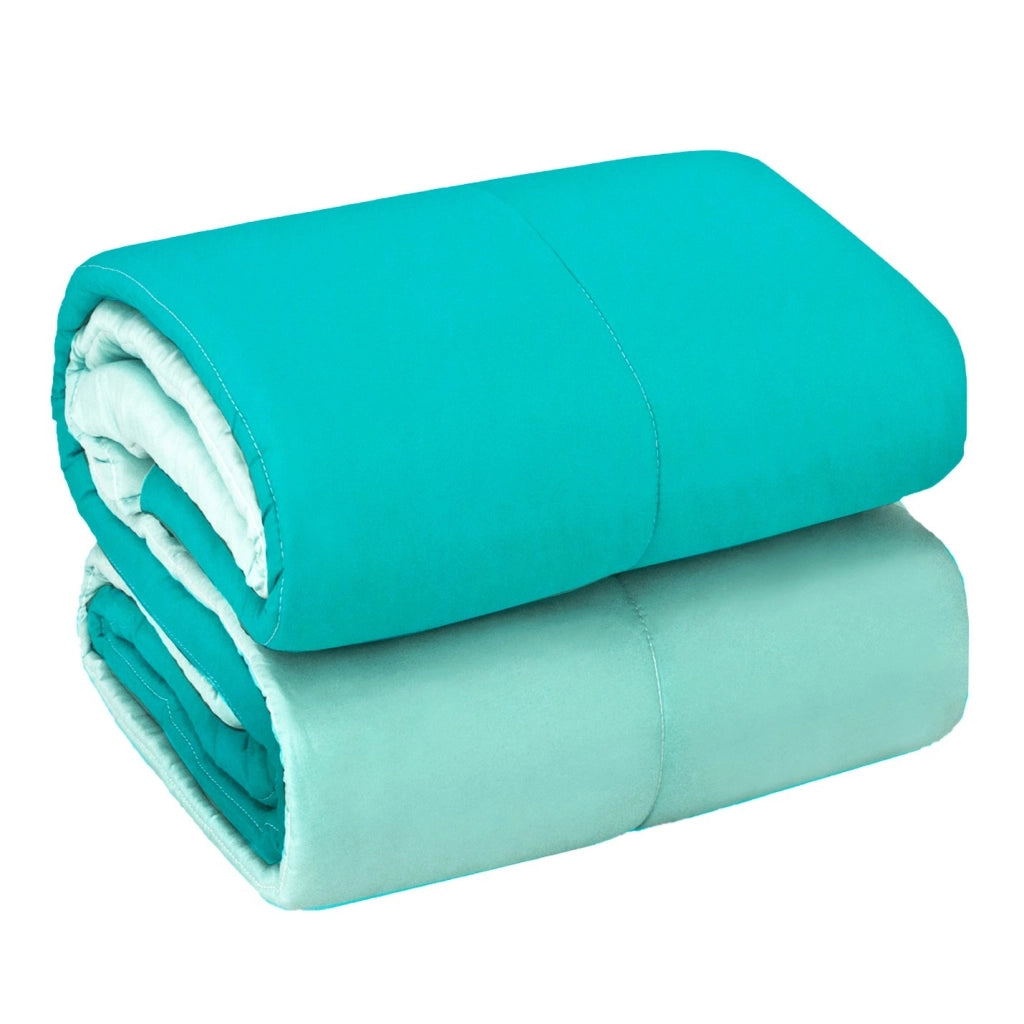 Trapunta Piumone Invernale Double Face 250gr Coperta Calda Letto 1 Pz e Mezza Made In Italy Turchese