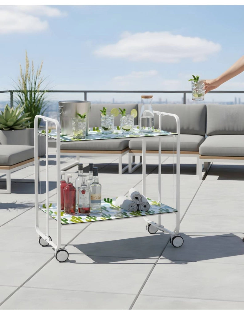 Carrello da cucina pieghevole bianco con ruote BAUHAUS 2 ripiani