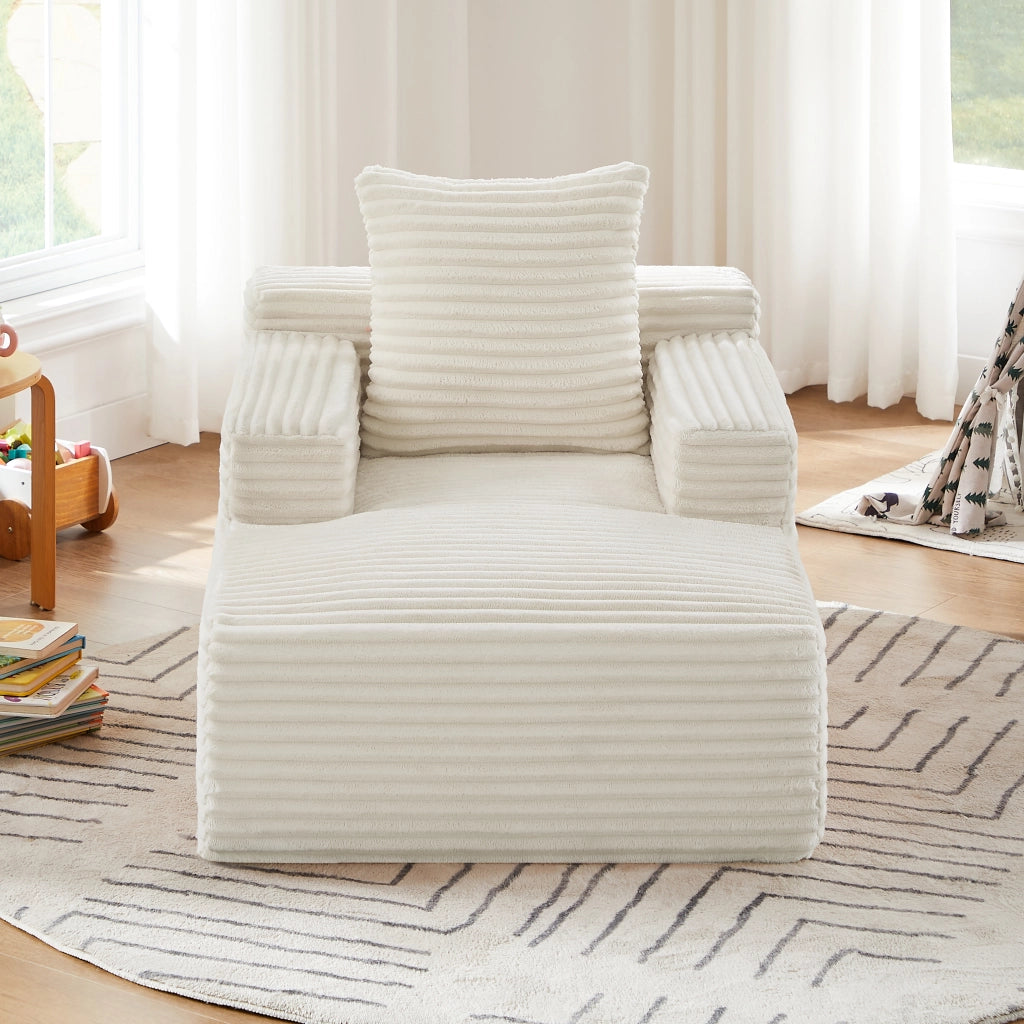 Chaise longue relax convertibile con funzione letto e senza montaggio in velluto a coste beige