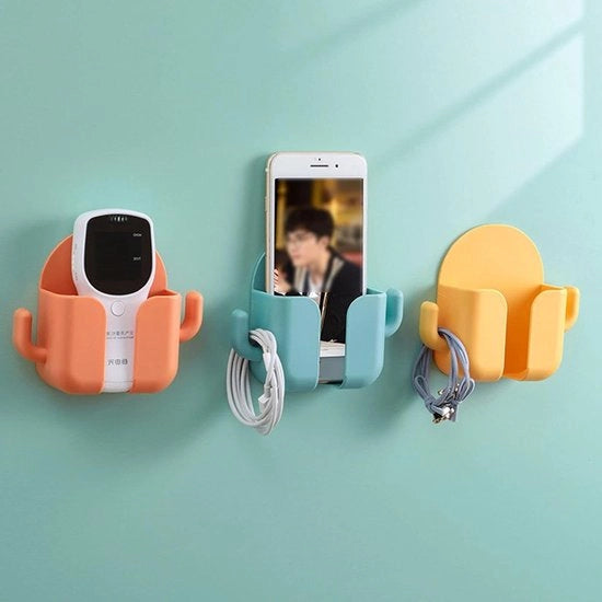 Organizzatore per Telefono a Parete con Adesivo Autoattacco, Comando a Distanza, Ricarica e Beccuccia per Cavo dati - Ideale per la Camera da Letto