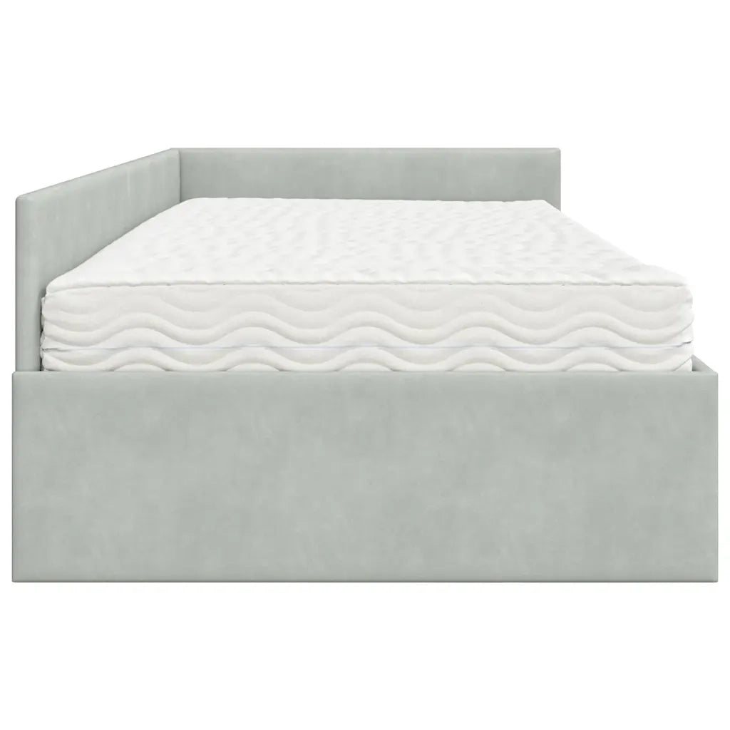 Letto singolo | Letto per adulti | Struttura Letto Angolare con Materasso 2 pcs Grigio chiaro
