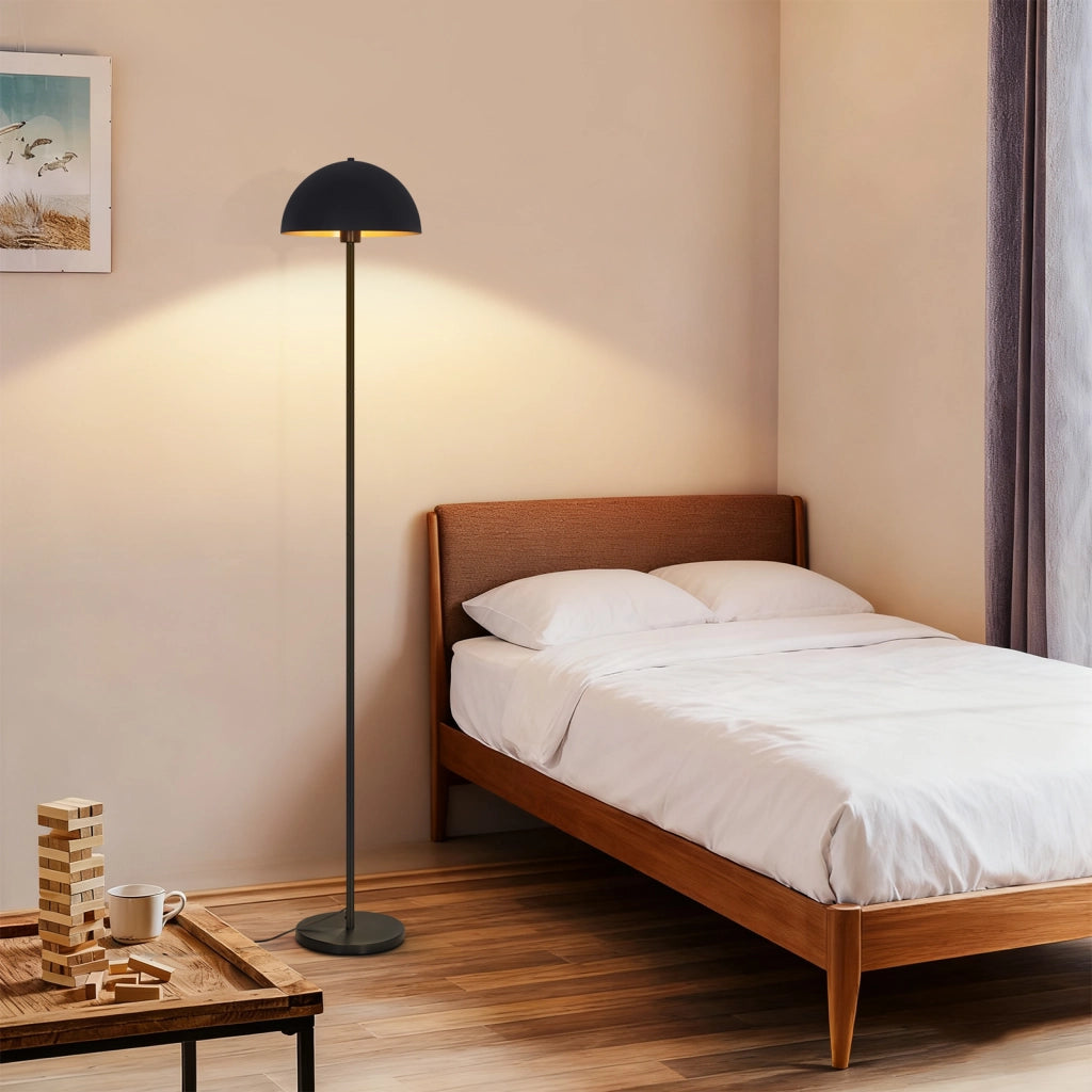 ZMH Lampada da Terra Moderna 170cm Paralume Ø30cm Metall Nero/Oro E27 Max.40W per Soggiorno Camera Senza Lampadina